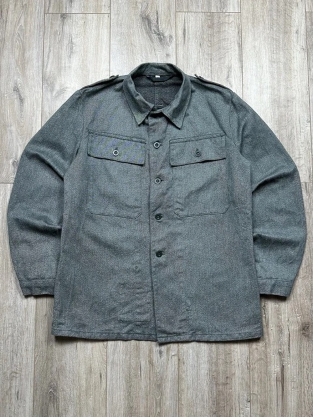 VTG 60’-70’ Swiss Army grey denim work jacket durable twill weave